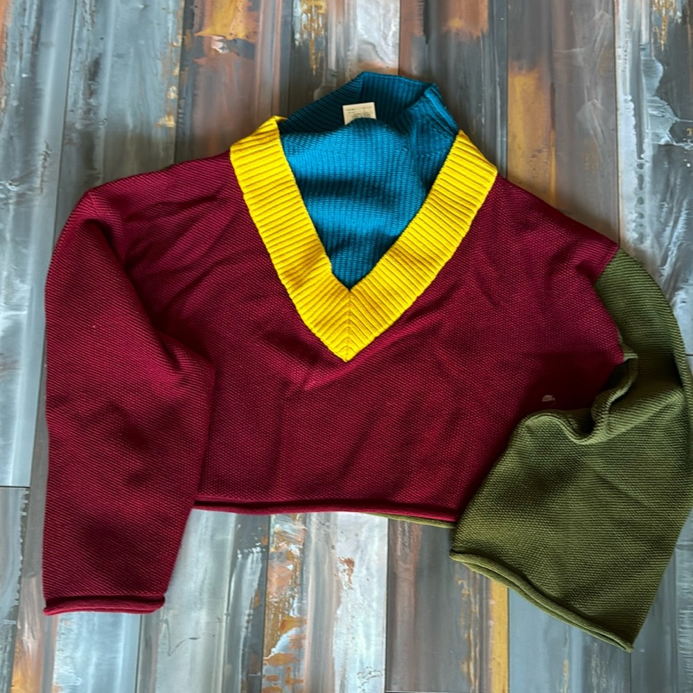 Victor Glemaud multi color sweater green/burgundy/yellow